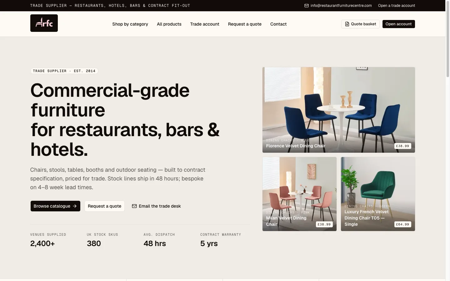 Restaurant Furniture Centre website